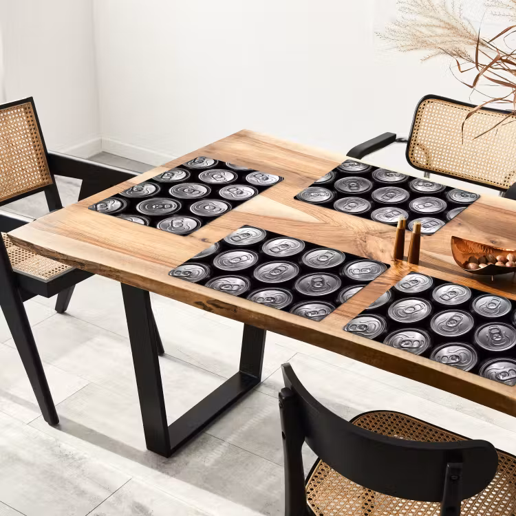 Set de table – 6 pièces - Canettes - Aluminium - Motif - Industriel - Argent — 4