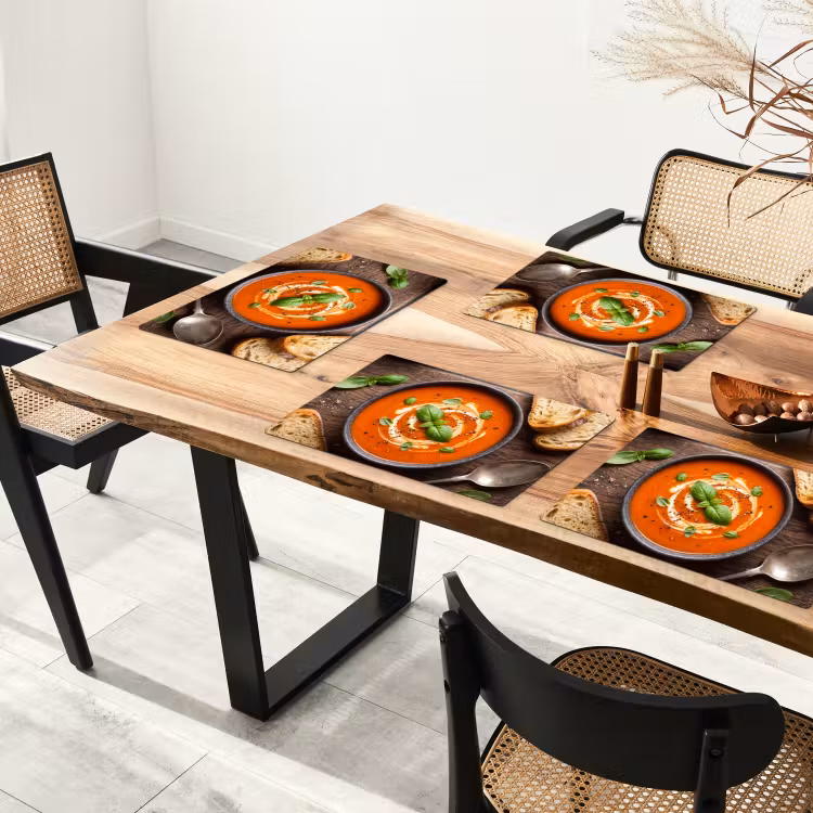 Set de table – 6 pièces - Cuisine - Soupe - Basilic - Rustique - Rouge — 4