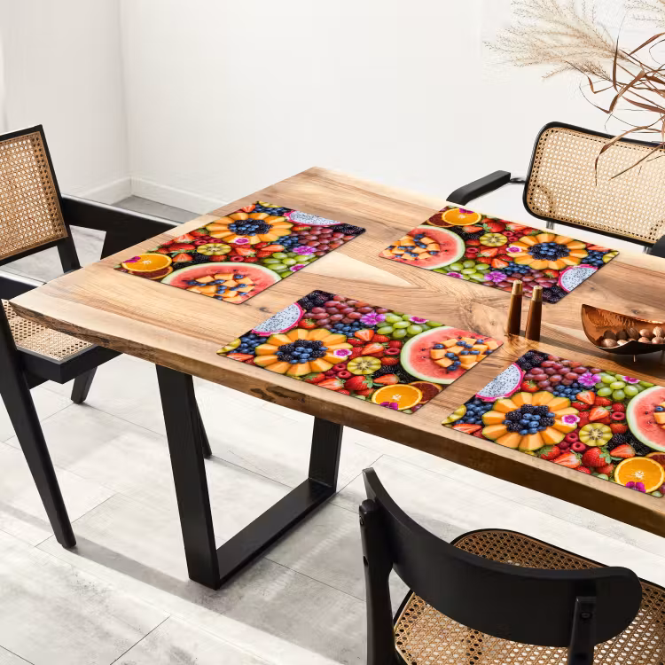 Set de table – 6 pièces - Fruits - Frais - Variété - Alimentation - Coloré — 4