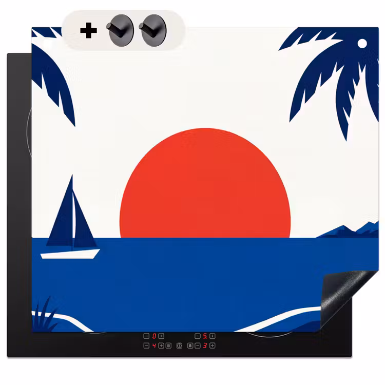 Protection à induction avec crochets - Coucher de soleil - Mer - Palmier - Tropical - Moderne — 3
