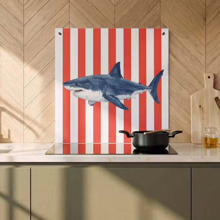 Protection à induction avec crochets - Poisson - Requin - Mer - Illustration - Bleu — 1