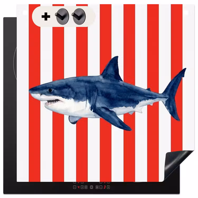 Protection à induction avec crochets - Poisson - Requin - Mer - Illustration - Bleu — 3