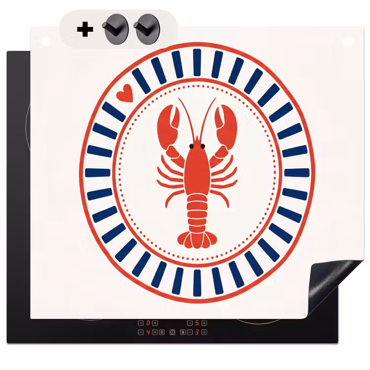 Protection à induction avec crochets - Vie marine - Homard - Emblème - Graphisme - Rouge — 3