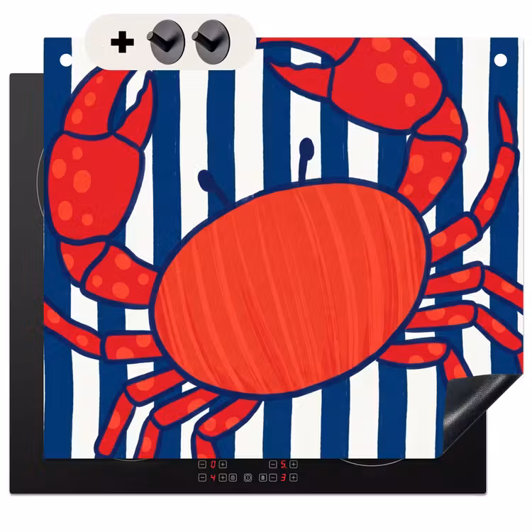 Protection à induction avec crochets - Crabe - Rayures - Vie marine - Illustration - Rouge — 3