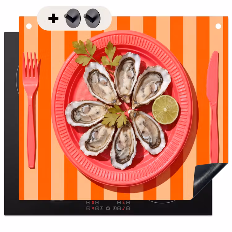 Protection à induction avec crochets - Cuisine - Huîtres - Fruits de mer - Orange - Moderne — 3