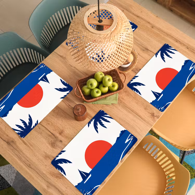 Set de table – 6 pièces - Coucher de soleil - Mer - Palmier - Tropical - Moderne — 3