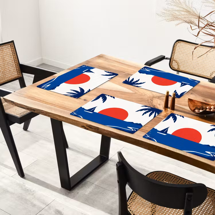 Set de table – 6 pièces - Coucher de soleil - Mer - Palmier - Tropical - Moderne — 4