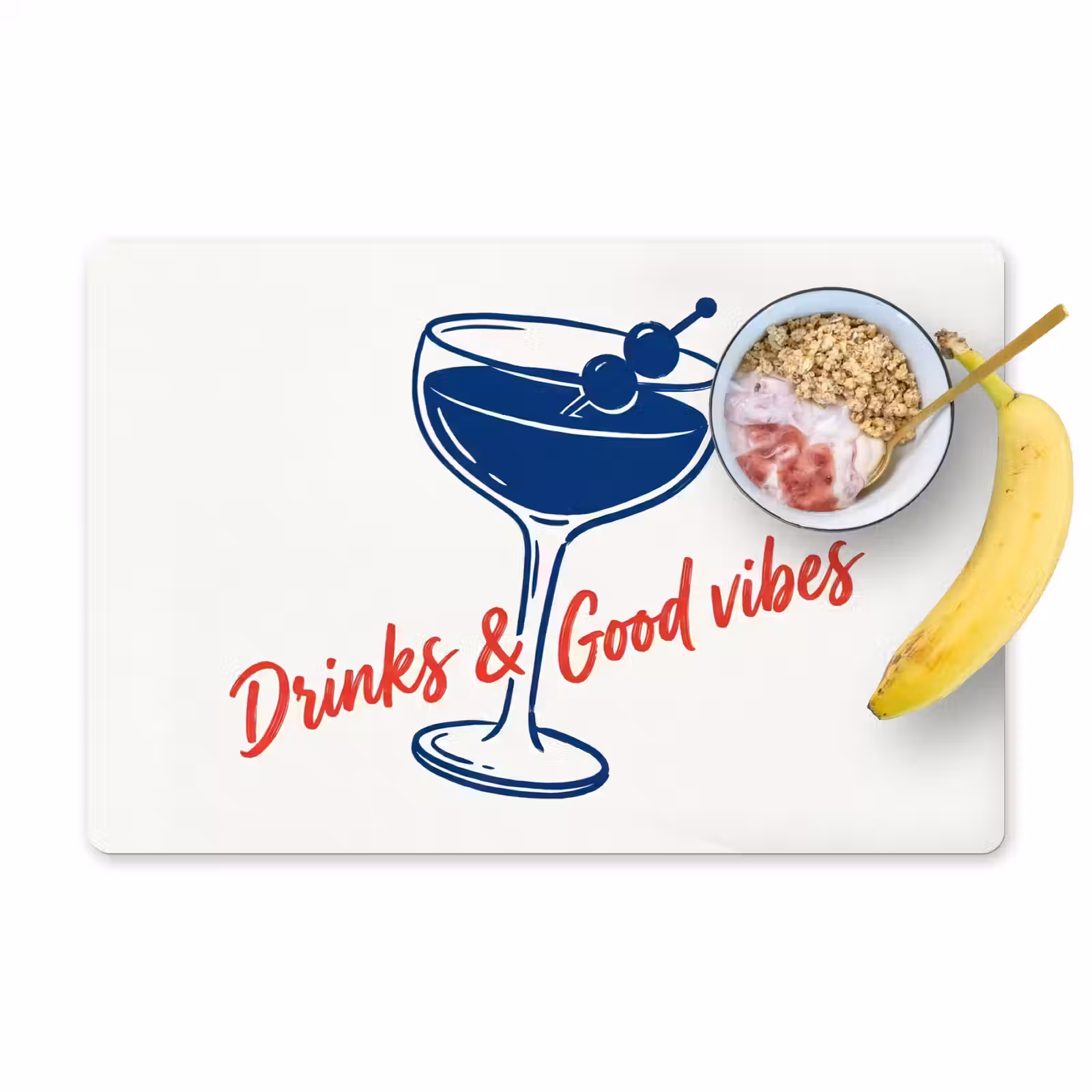 Set de table – 6 pièces - Cocktail - Verre - Illustration - Bleu - Blanc — 1