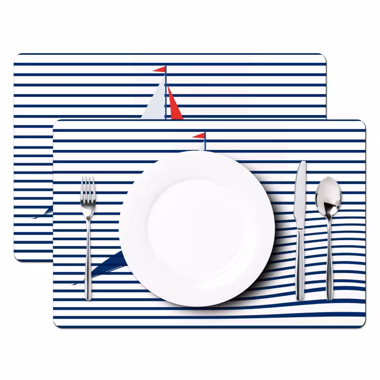 Set de table – 6 pièces - Bateau - Eau - Abstrait - Bleu — 2