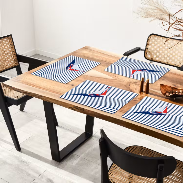 Set de table – 6 pièces - Bateau - Eau - Abstrait - Bleu — 4