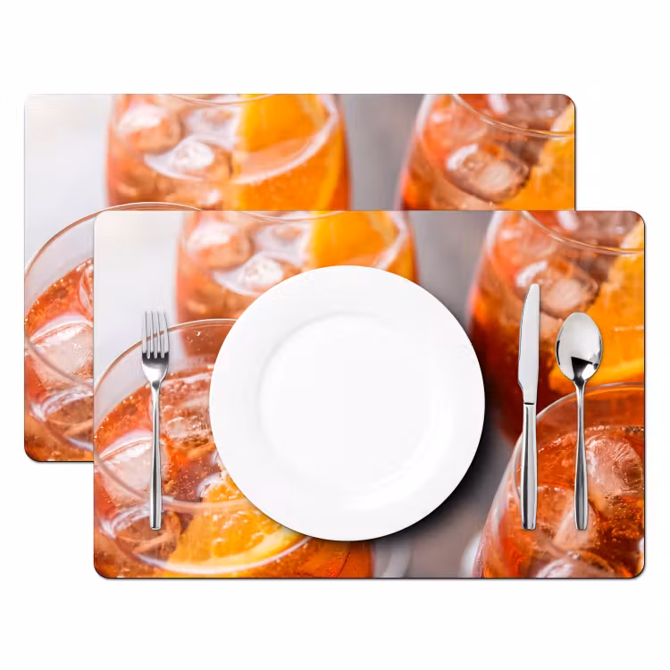 Set de table – 6 pièces - Boisson - Orange - Glace - Été - Orange — 2