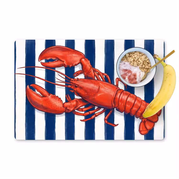 Set de table – 6 pièces - Crustacé - Homard - Marine - Illustration - Rouge — 1