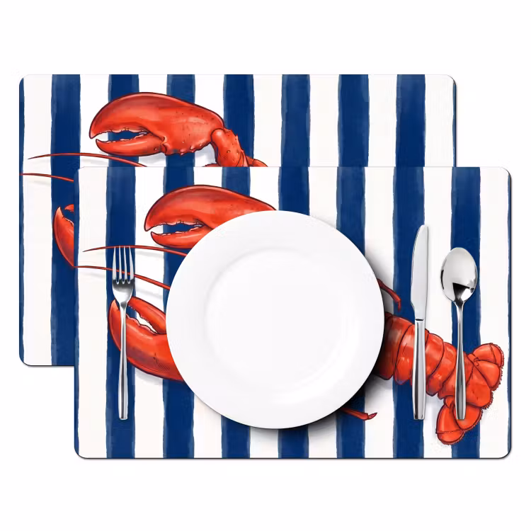 Set de table – 6 pièces - Crustacé - Homard - Marine - Illustration - Rouge — 2