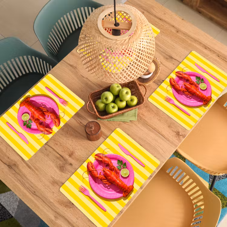 Set de table – 6 pièces - Cuisine - Rose - Jaune - Moderne - Gastronomie — 3