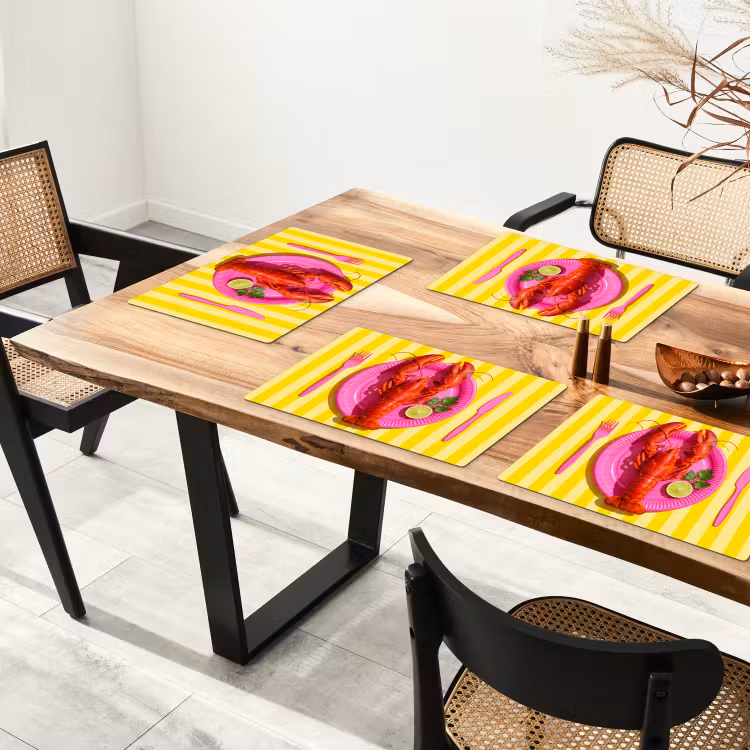 Set de table – 6 pièces - Cuisine - Rose - Jaune - Moderne - Gastronomie — 4