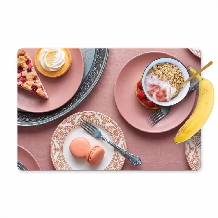 Set de table – 6 pièces - Dessert - Gâteau - Pâtisserie - Sucré - Rose — 1