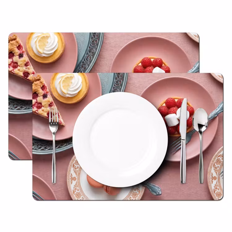 Set de table – 6 pièces - Dessert - Gâteau - Pâtisserie - Sucré - Rose — 2
