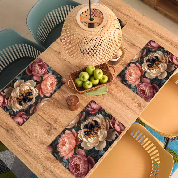 Set de table – 6 pièces - Fleurs - Insecte - Nature - Rose — 3