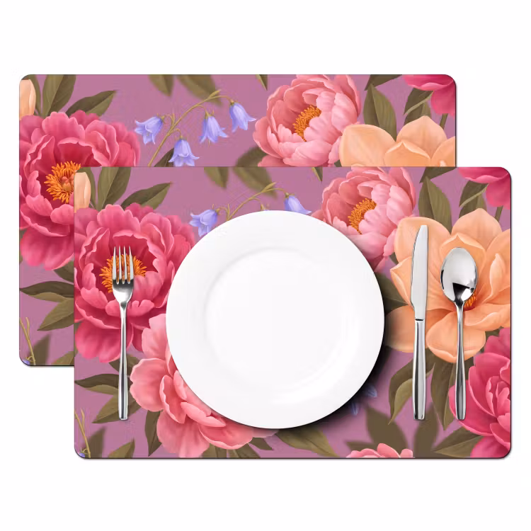 Set de table – 6 pièces - Fleurs - Motif - Illustration - Rose — 2
