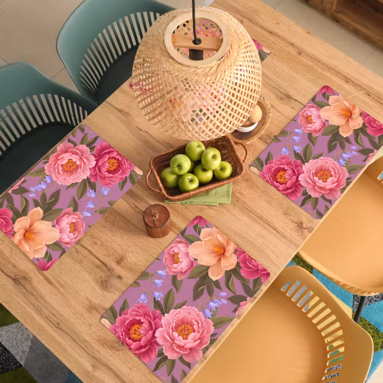 Set de table – 6 pièces - Fleurs - Motif - Illustration - Rose — 3