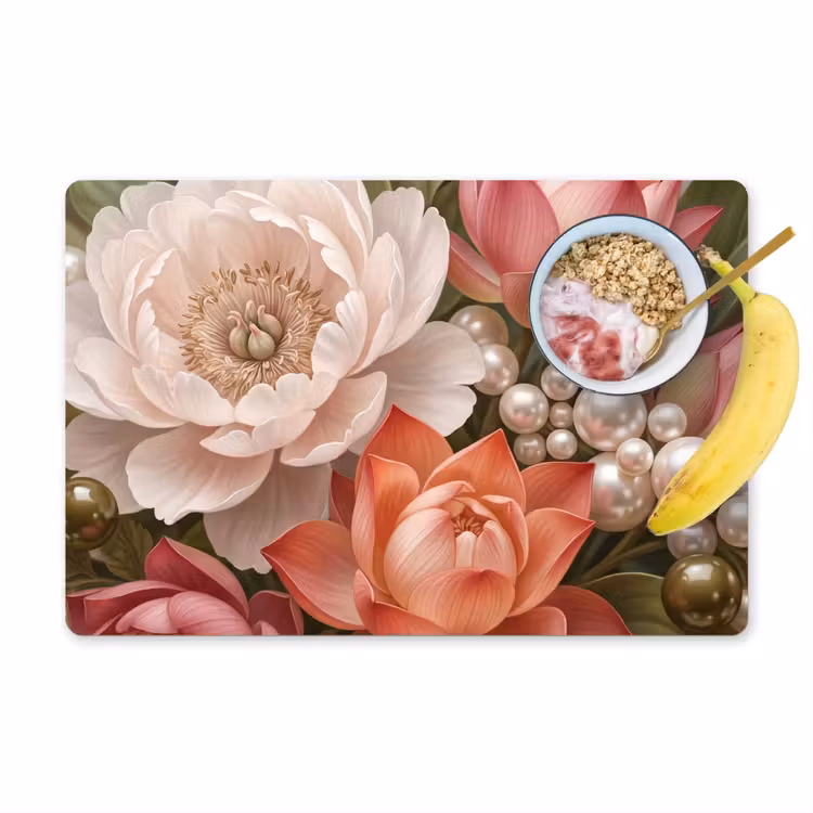 Set de table – 6 pièces - Fleurs - Perles - Élégant - Rose - Blanc — 1
