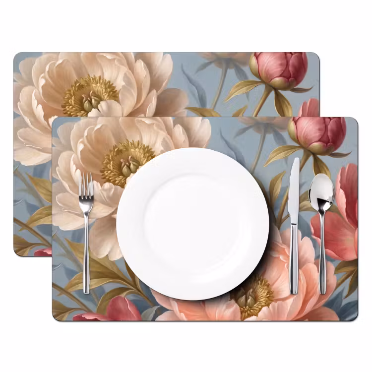 Set de table – 6 pièces - Fleurs - Rose - Beige - Moderne - Nature — 2