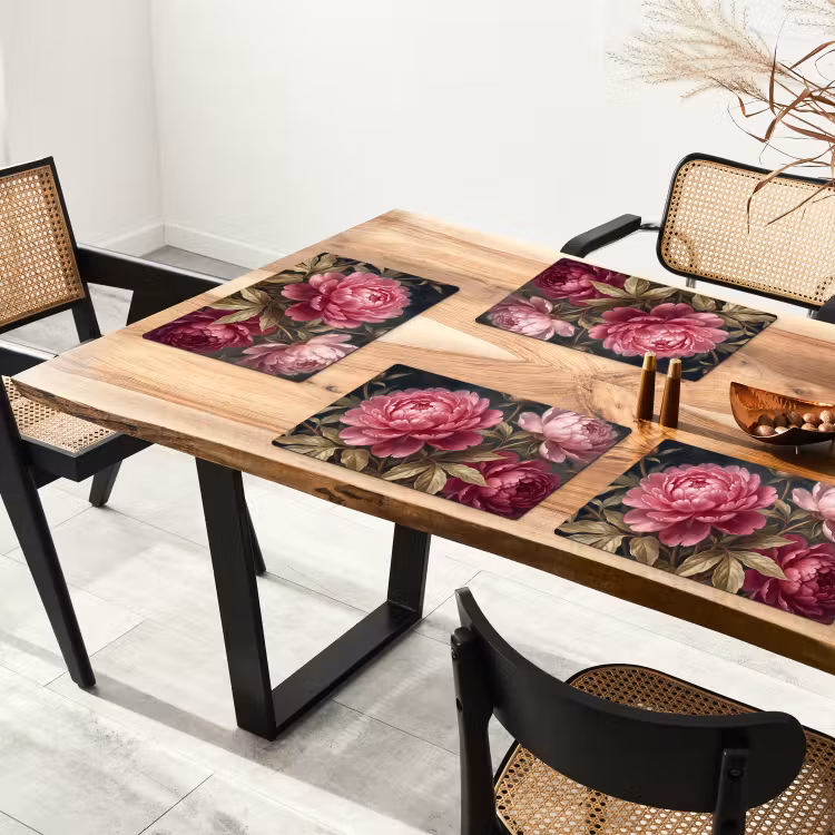 Set de table – 6 pièces - Fleurs - Rose - Classique - Nature — 4