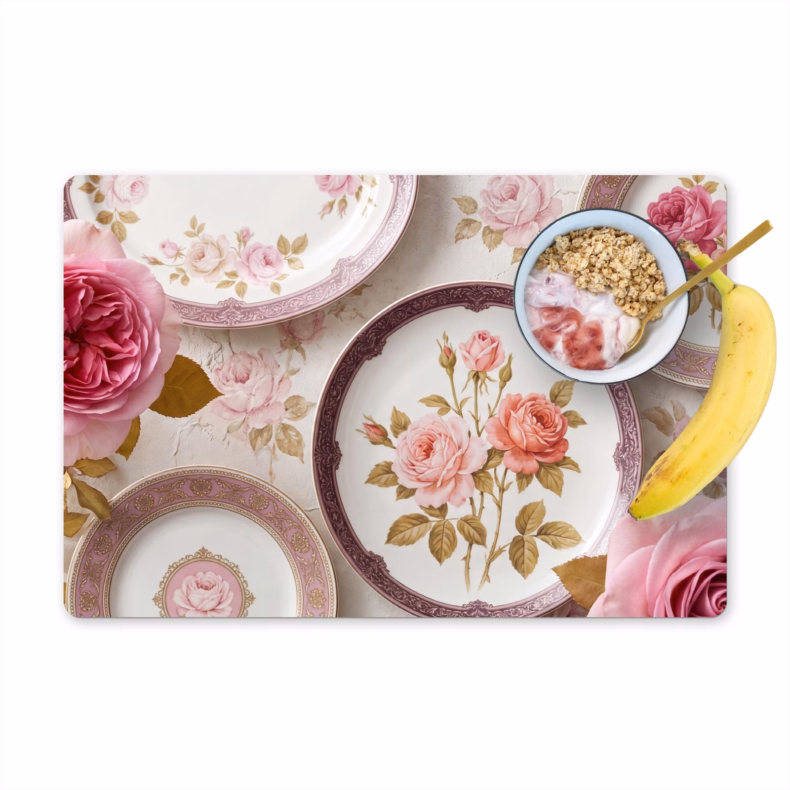 Set de table – 6 pièces - Fleurs - Motif - Vintage - Rose - Décoration — 1
