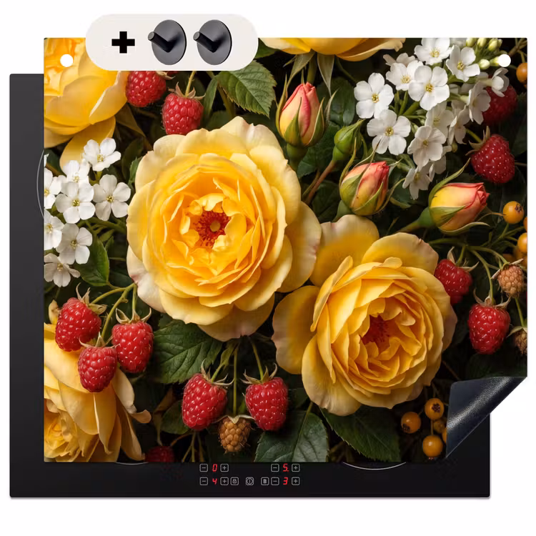 Protection à induction avec crochets - Fleurs - Bouquet - Nature - Classique - Jaune — 3
