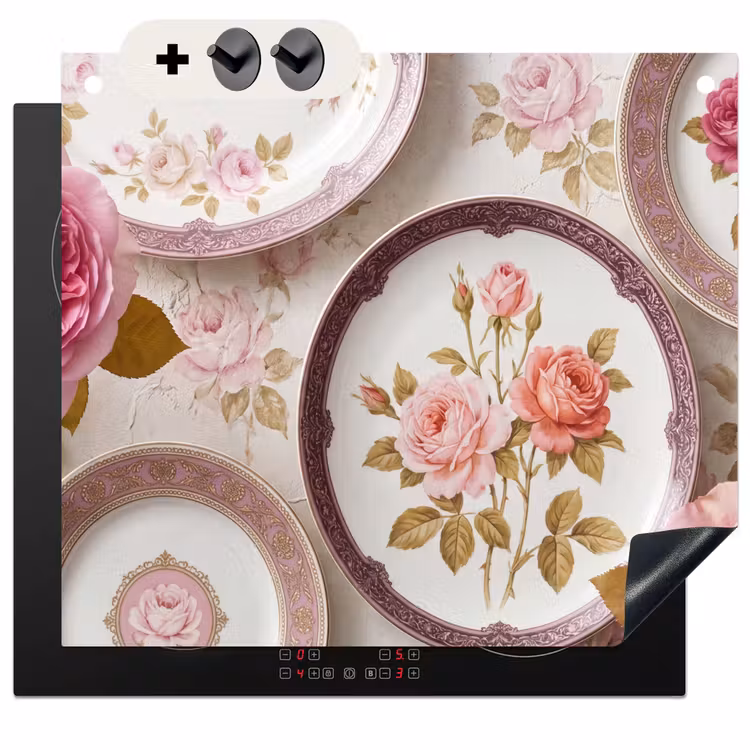 Protection à induction avec crochets - Fleurs - Motif - Vintage - Rose - Décoration — 3