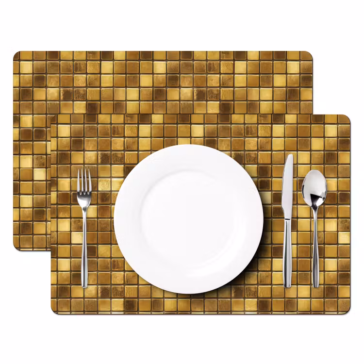 Set de table – 6 pièces - Carrelage - Mosaïque - Luxe - Or chaud — 2