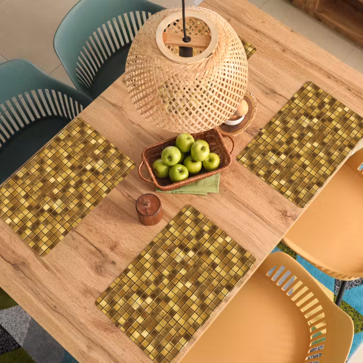 Set de table – 6 pièces - Carrelage - Mosaïque - Luxe - Or chaud — 3