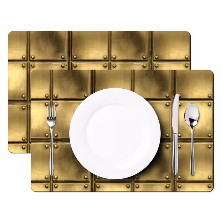 Set de table – 6 pièces - Disques - Industriel - Robuste - Or — 2