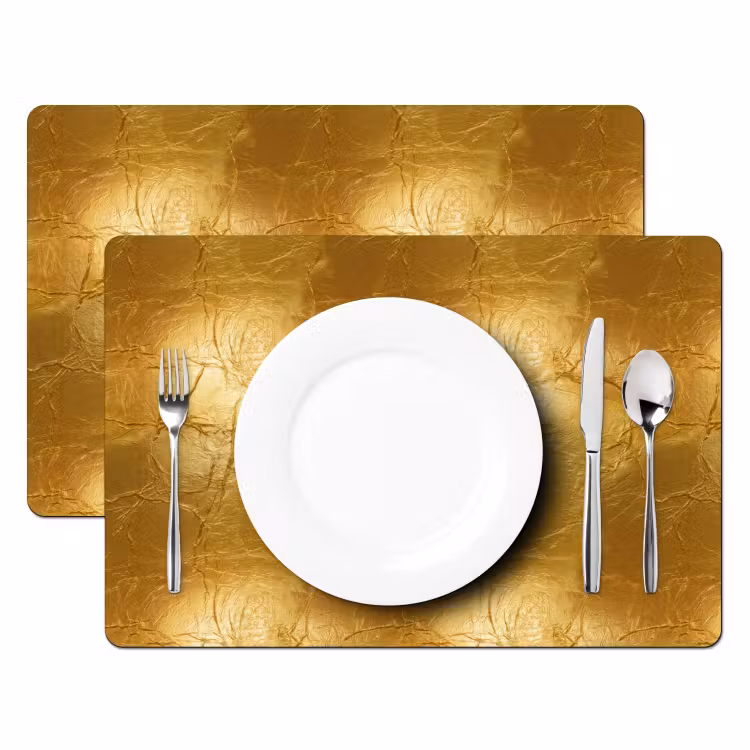Set de table – 6 pièces - Feuille d'or - Vintage - Texture - Or chaud — 2