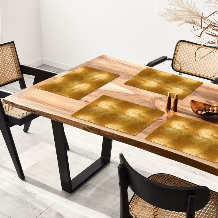 Set de table – 6 pièces - Feuille d'or - Vintage - Texture - Or chaud — 4