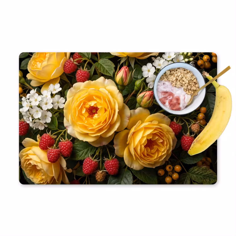 Set de table – 6 pièces - Fleurs - Bouquet - Nature - Classique - Jaune — 1