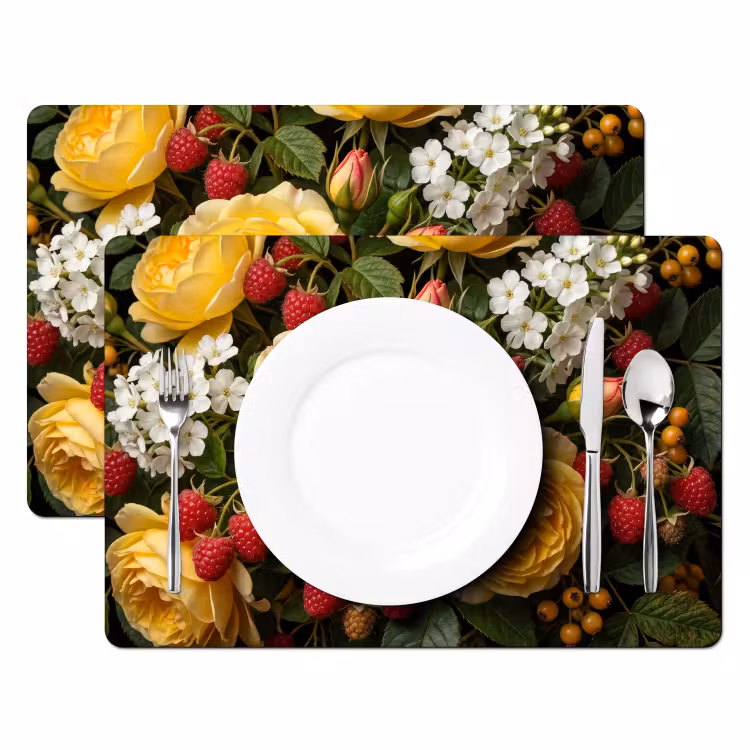 Set de table – 6 pièces - Fleurs - Bouquet - Nature - Classique - Jaune — 2