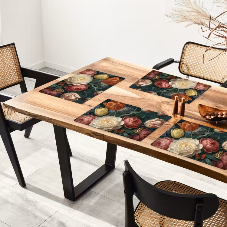 Set de table – 6 pièces - Fleurs - Bouquet - Nature - Classique - Sombre — 4