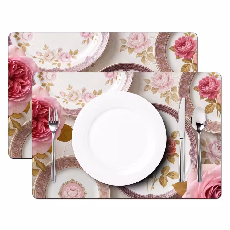 Set de table – 6 pièces - Fleurs - Motif - Vintage - Rose - Décoration — 2