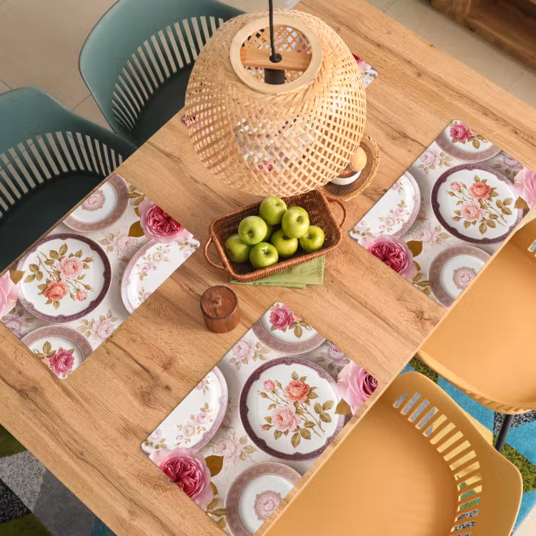 Set de table – 6 pièces - Fleurs - Motif - Vintage - Rose - Décoration — 3