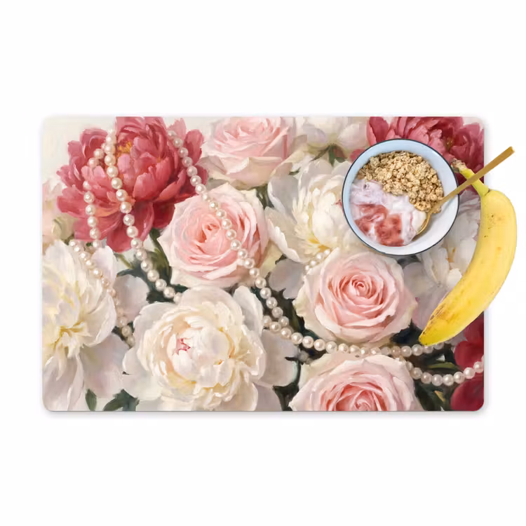 Set de table – 6 pièces - Fleurs - Perles - Romantisme - Classique - Rose — 1