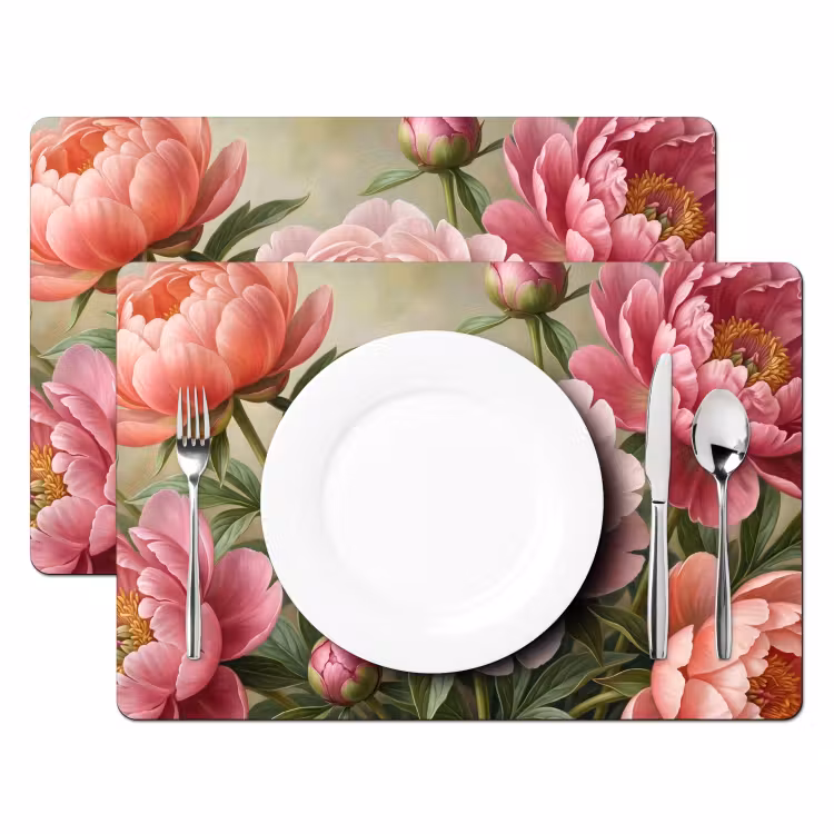 Set de table – 6 pièces - Fleurs - Rose - Classique - Détaillé - Nature — 2
