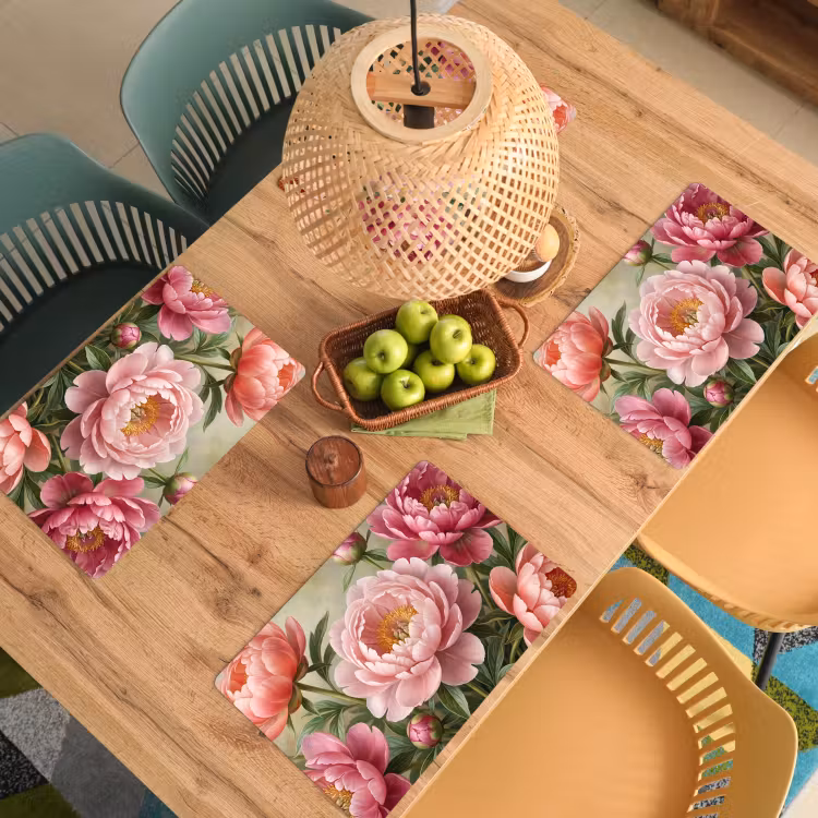 Set de table – 6 pièces - Fleurs - Rose - Classique - Détaillé - Nature — 3