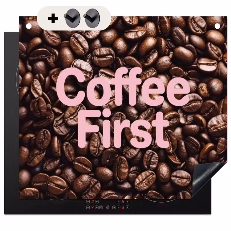 Protection à induction avec crochets - Coffee First - Grains de café - Rose — 3