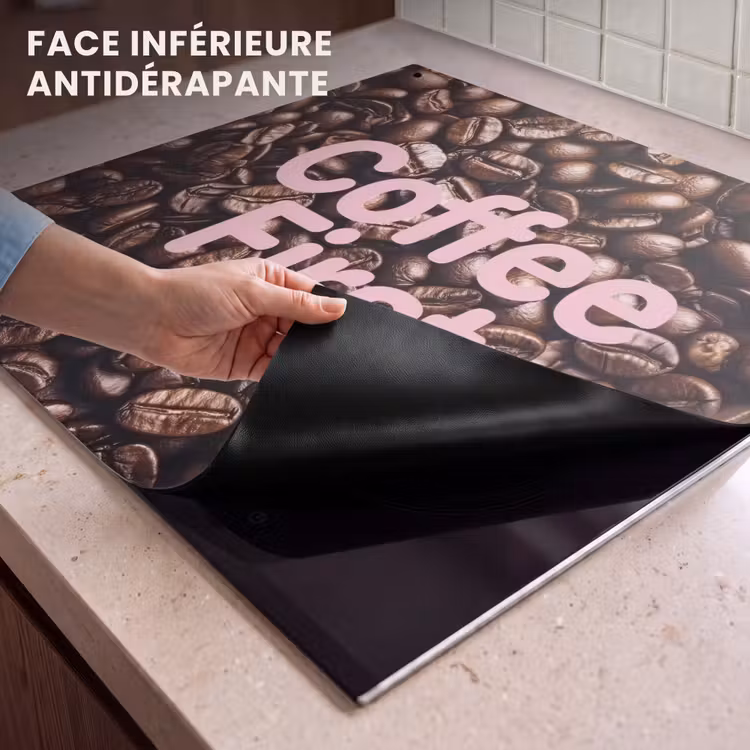 Protection à induction avec crochets - Coffee First - Grains de café - Rose — 4