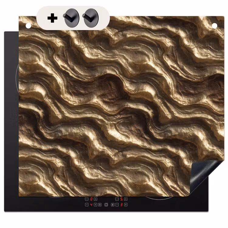 Protection à induction avec crochets - Relief - Vagues - Abstrait - Or bronze — 3