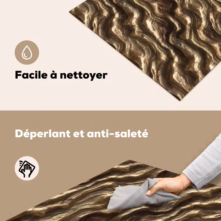 Protection à induction avec crochets - Relief - Vagues - Abstrait - Or bronze — 5