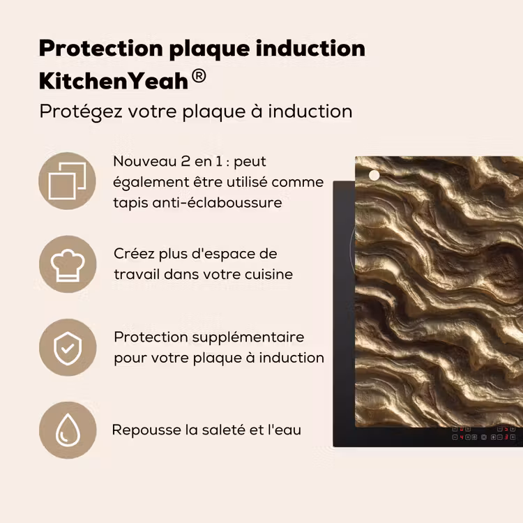 Protection à induction avec crochets - Relief - Vagues - Abstrait - Or bronze — 6