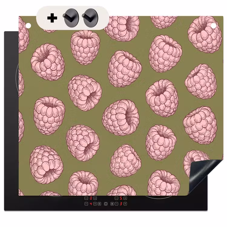 Protection à induction avec crochets - Nourriture - Motif - Illustration - Rose - Vert — 3