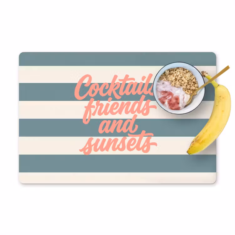 Set de table – 6 pièces - Cocktails - Rayures - Bleu - Corail — 1
